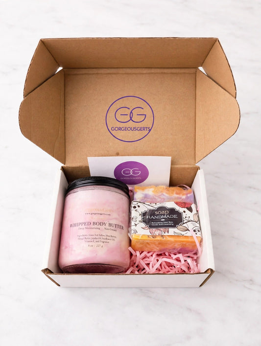 Blush & Bloom Gift Set — Cashmere Bloom whipped body butter and handmade soap in a GorgeousGerts gift box